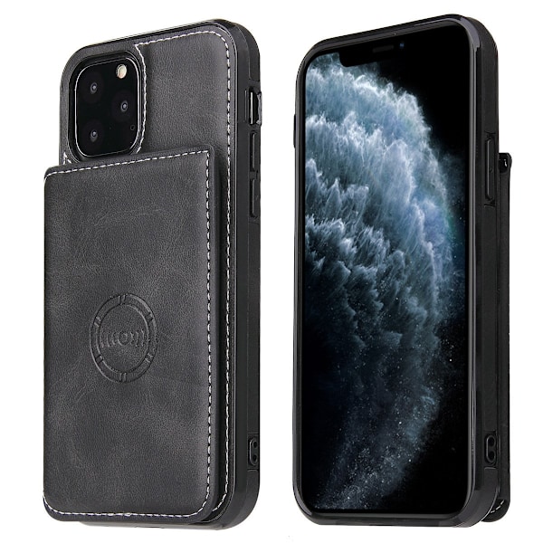 Etui til iPhone 13 sort [CX magnetisk pung læder etui] kortholder anti fald
