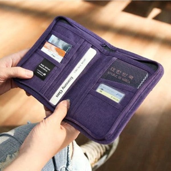 Menn kvinner Fanny Pack Midjepose Oppbevaring Midt-Length Billett Dokument Passholder Lommebok Stor telefon Purple