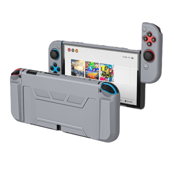 För Nintendo Game Console Anti-Fall Protective Cover Switch OLED Split Solid Color PC TPU Gray Switch OLED