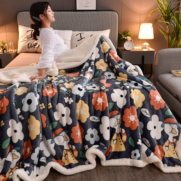 Dupleks filtdyne vintertykk termisk korallfleece lurteppe flenssofatrekk Enkelt Cute little beast 180x200cm