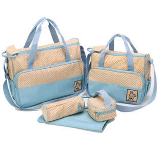 Pusletasker Mommy Bag Fem-Styks Kombination Stor Kapacitet Multifunktionel Sky Blue