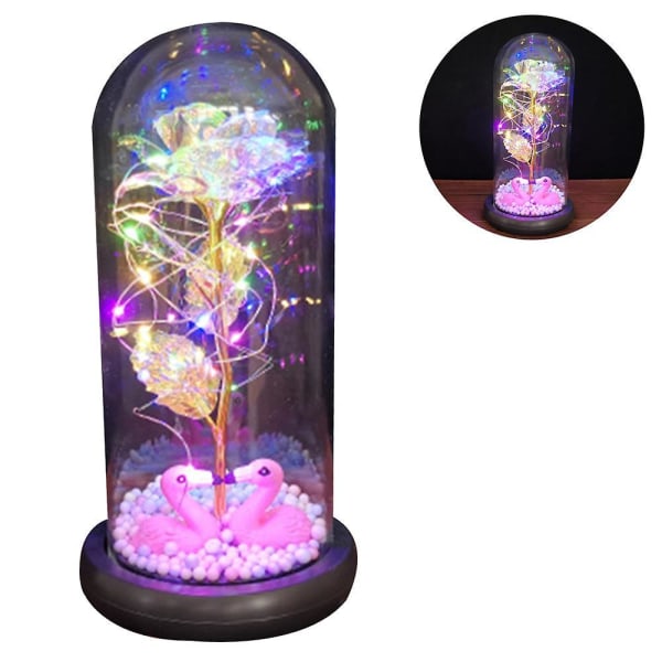 Artificial Flower Rose Gift Led Light String On The Colorful Flo