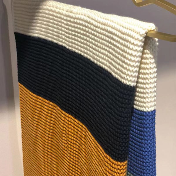 Moderne enkel strikking Stripet sengeteppe B & B Nap Sofa Cover Teppe håndkle