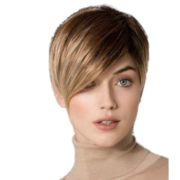 Kvinner parykk Naturlig kort hår Hette Gradient Farge Bob Haircut W446