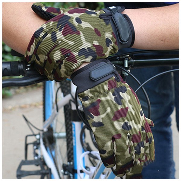 Kvinner Menn Sykkelhansker Taktisk Full Finger Utendørs Fjellklatring Thin Field Battle Camouflage XL