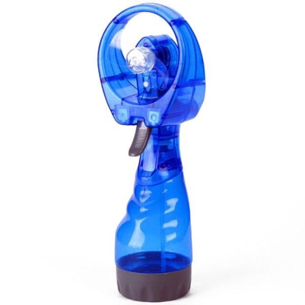 Kesäkäsikäyttöinen jäähdytysvesisuihkusumutuuletin spraypullolla Pöytäkosstutus sarjakuva kädessä pidettävä Blue