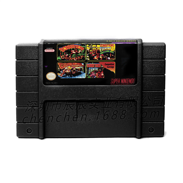 SNES US-versjon Donkey Kong-spill SFC King Kong 2 Super 4-i-1-spillkort Black