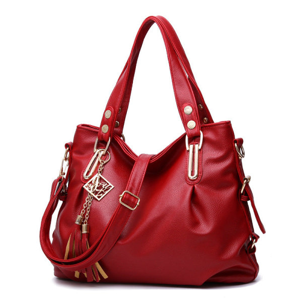 Kvinder Dame Håndtaske Skulder Crossbody Taske Blødt Læder Big Bag Rose Red