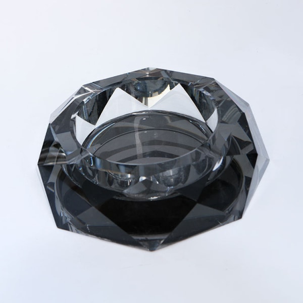 Askebeger Stort åttekantet krystallgravert Glass Company Gaveaskebeger Black and Silver 25CM (unified finger outer diameter)