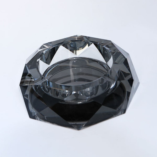 Askfat Stort åttakantigt Kristallgraverat Glas Company Present Askfat Black and Silver 25CM (unified finger outer diameter)