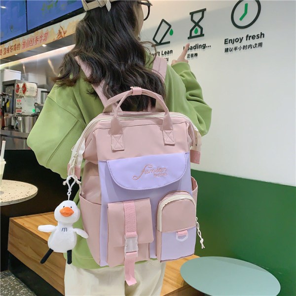 Kouluopiskelijareppu College Bookbag Matkalaukku Kampus Kevyt, söpö vedenpitävä Black Duck