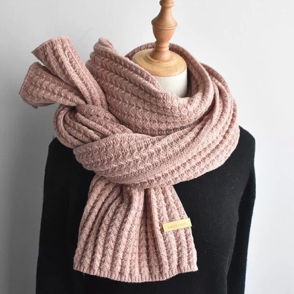Kvinders efterår vinter tørklæde tæppe wrap sjal stjal varm blød ulden strikning for varme Solid color label-pink