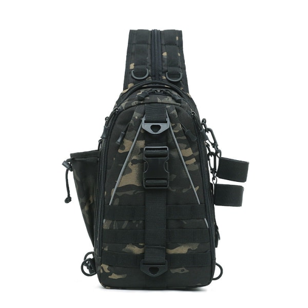 Ryggsekk En skulder Bag med to skuldre Multifunksjonell taktisk brystveske Stor kapasitet Utendørs reise Ryggstang Fiske Fiskepose Style 4# backpack-ACU