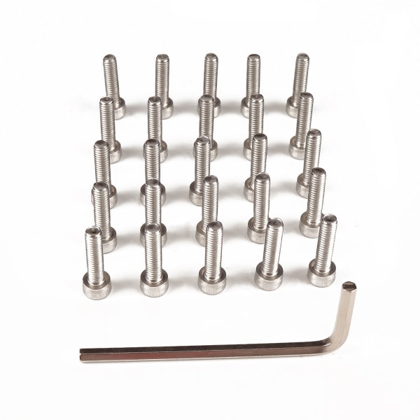 25 stk 304 rustfrit stål cylinder med topskrue med skruenøgle M3 X 30mm M3