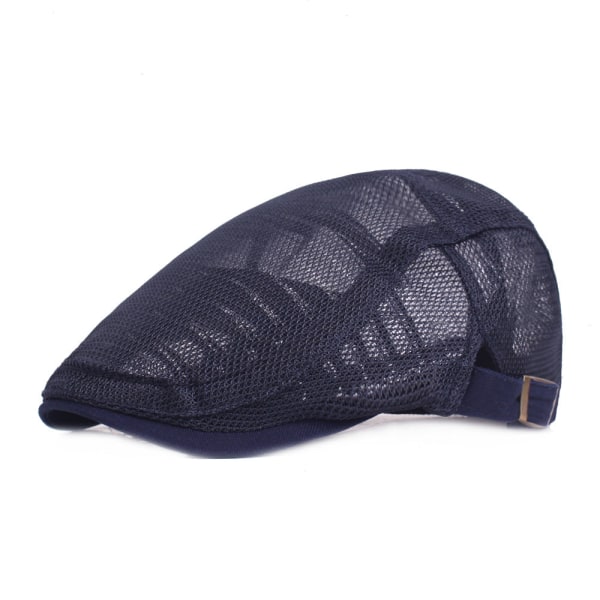 Baskerhat Mænds og kvinders Mesh Peaked Cap Forår og Sommer Åndbar Solsikker Kunstnerisk Ungdom Baret Han Hat Navy blue Adjustable