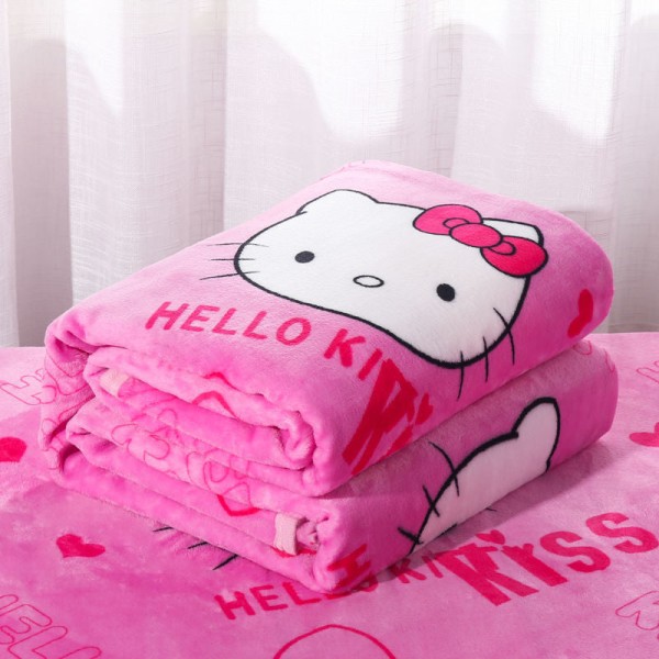 Vinter termisk flanell tykt klimaanlegg teppe student sovesal Four Seasons dekke teppe laken Hello kitty 100*150cm