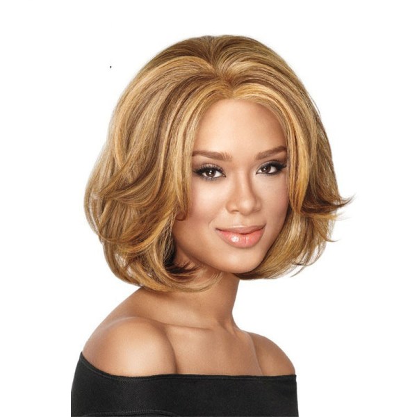 Kvinder paryk Kort lige hår Side pandehår Indre spænde Bob Haircut Realistisk W220