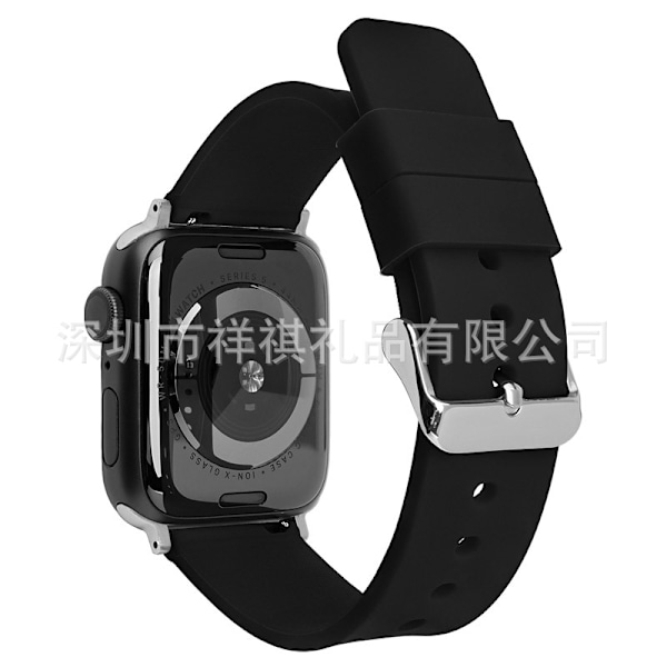 Klockarmband för Apple Watch iWatch 42/44/45/49mm Svart-Silver Spänne