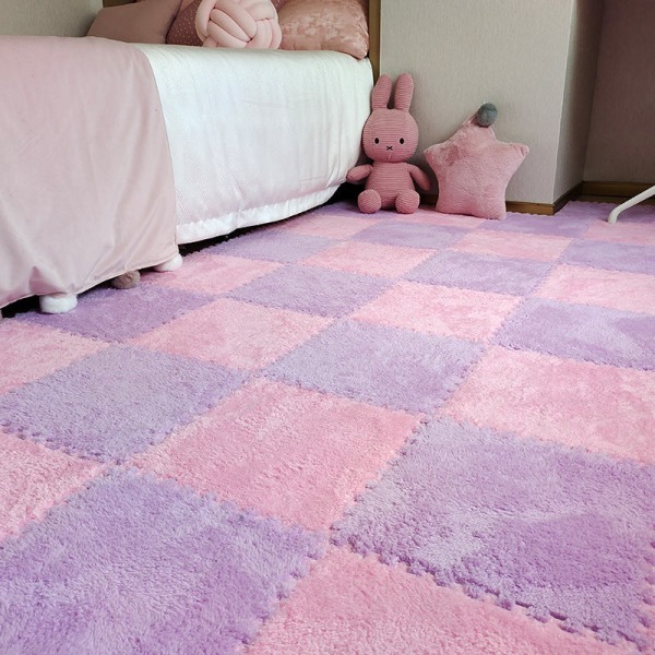 Patchwork Tæppe Værelse Sengekant Tæppe Pletfast Fuldskummåtte Husholdnings Siddemåtte Pink light purple 30*30*1CM