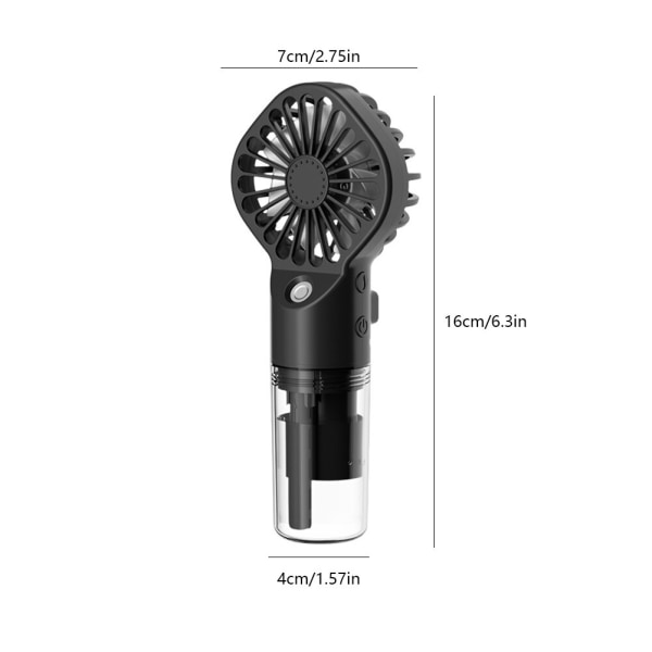 Håndholdt liten luftkjøler USB oppladbar bærbar kjølespray luftfuktervifte 4-hastighets luftfukter Black