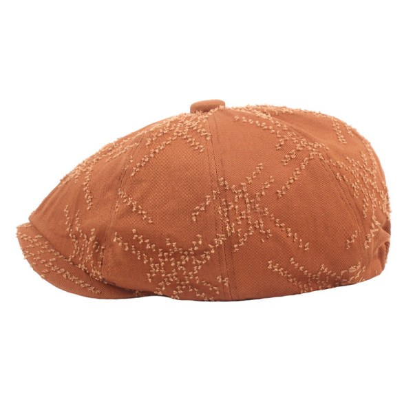 Baskerhatt åttakantig cap Basker för män och kvinnor gör gammal rippad baskerhatt Konstnärlig ungdomsbasker Beige M（56-58cm）