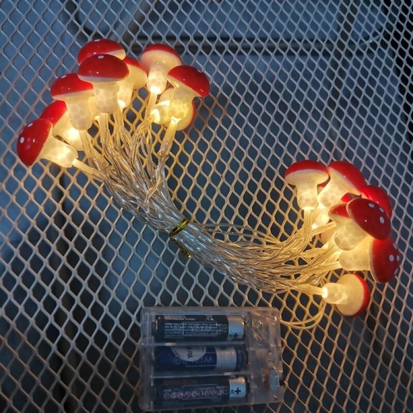 10/20 LED Mushroom Fairy Lights Gift Garland Shape Wire String Light Batteridrevet Led Lights Dekorasjon Julefest 3m 20led