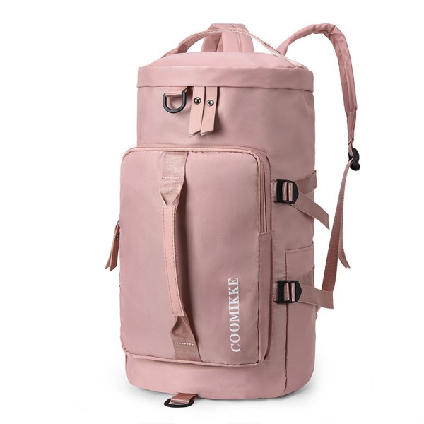 Multifunktionel håndbærende rygsæk rund Barrel Single-Soulder Bag Træningssportstaske Pink