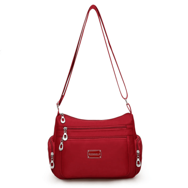 Kesäinen Oxford Cloth -monikerroksinen käytännöllinen Crossbody-laukku Yksinkertainen painatusreppu Wine Red