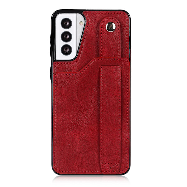 Fodral för iPhone 14pro max rött armband läder mode korthållare multifunktionell plats anti fall