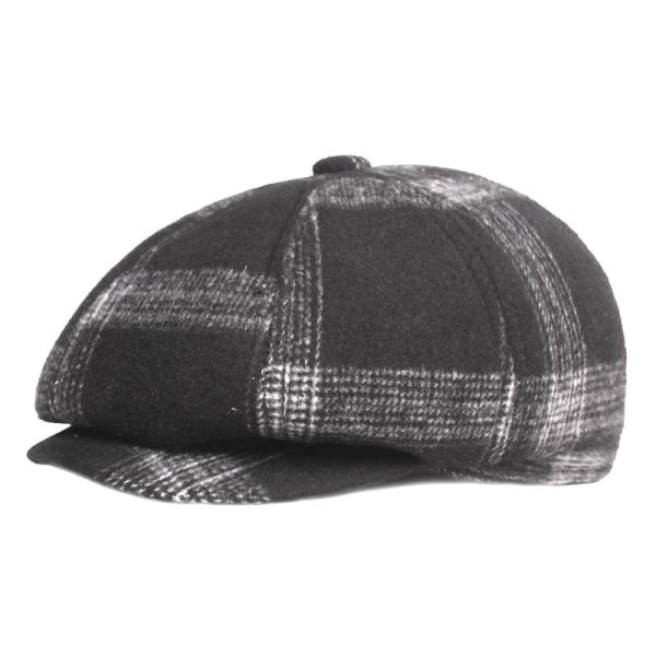 Barettihattu Talvihattu Barettihattu vanhuksille Talvipaksutettu huipullinen cap miehille Korvaläpät Lämpimät Advance-hatut Black XL（60cm）