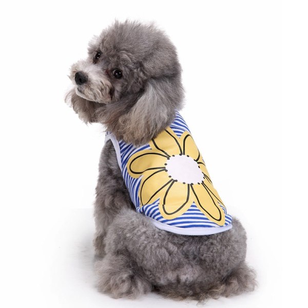 Hunde Kat Tøj Forår og Sommer Kjole Stribet sløjfe tegneserie Teddy Blue car XS