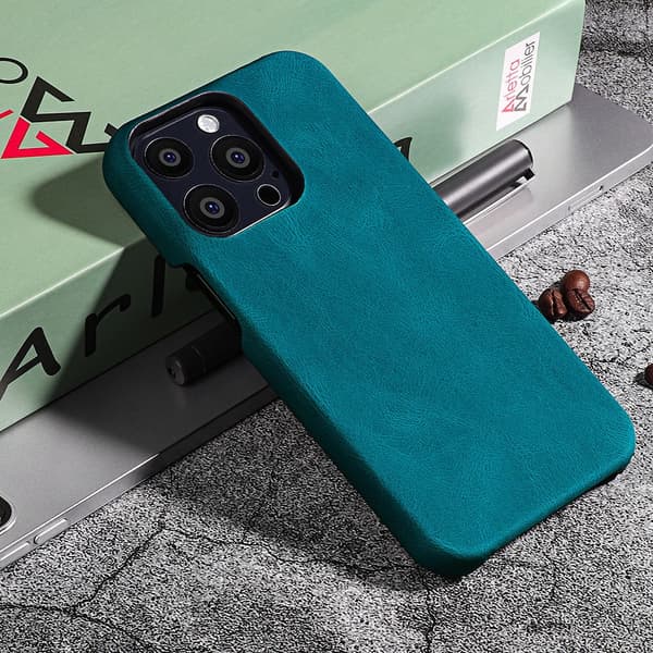 Etui til iPhone 13 Pro Max blå personlig trendy læder