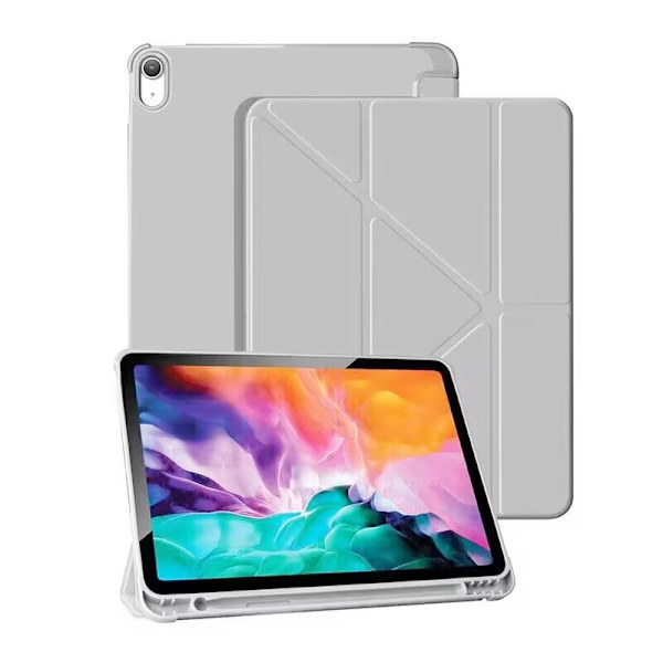 Fodral för iPad 9.7\" Air 1/2 2017/2018 Disgrått Solid Y Vikbart Läder Mjukt