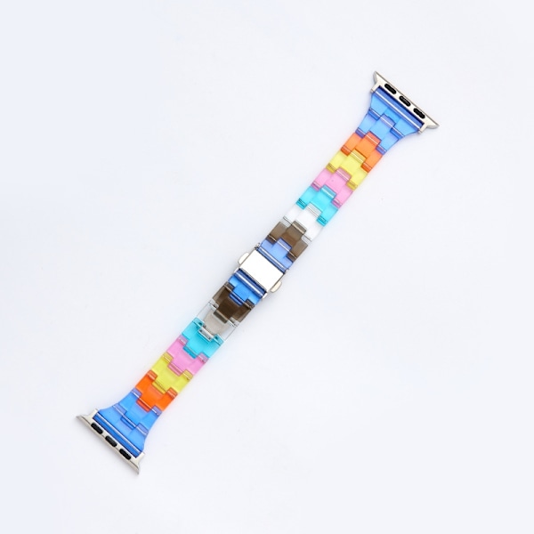 Klockarmband för Apple Watch iWatch 44/45/46/49MM Blå Regnbåge - Smal Midja