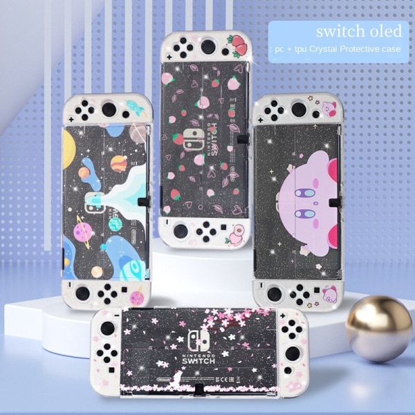 For Nintendo Switchled Protective Shell Crystal Soft Case NS Hard Case Pc TPU Silikonbeskyttelsesveske Cherry blossom