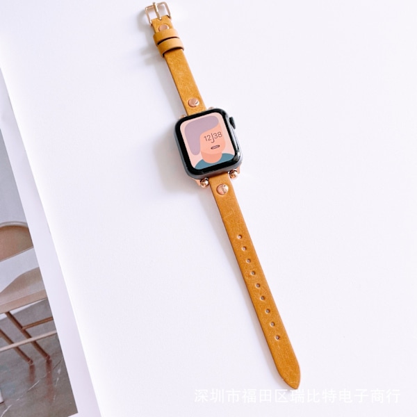 Kellon ranneke Apple Watch iWatch 42/44/45mm kelta-ruskea