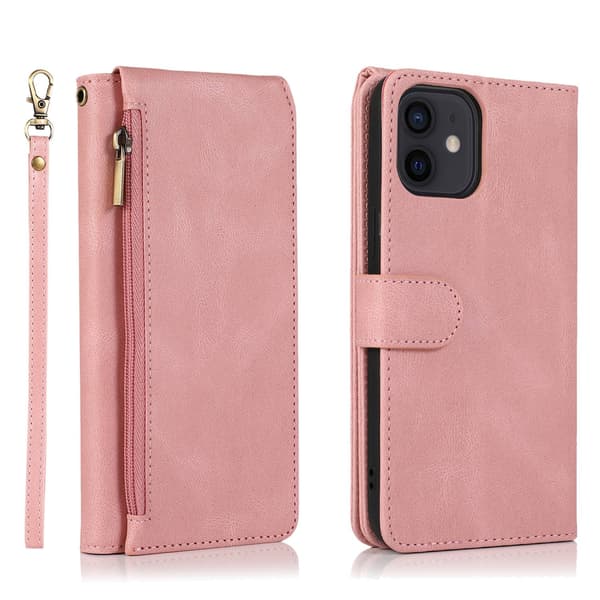 Etui til Samsung S20 Plus rosa lær glidelås multifunksjonell hudfølelse
