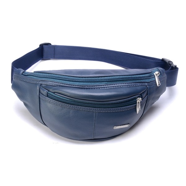 Miehet naiset Fanny Pack vyötärölaukku Retro korealainen tyyppi persoonallisuus ensimmäinen kerros lehmännahkainen rinta casual miesten messenger Dark Blue