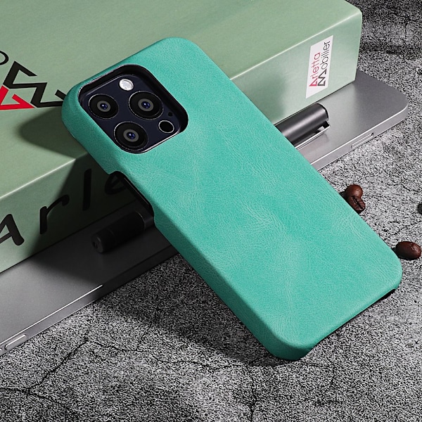 Fodral för iPhone15pro grön personlig mode läder