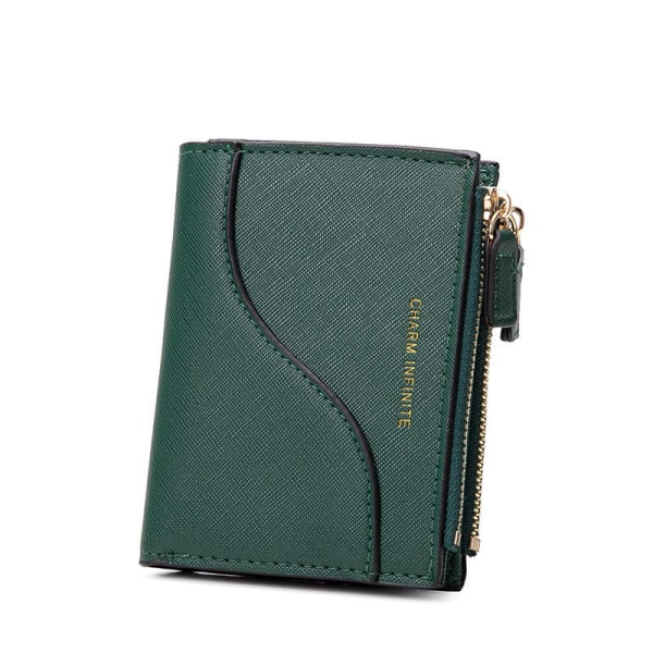 Naisten lompakko kolikkokukkaro Xiaoxi K Texture Double Vetoketju Naisten Korean Tyyli Väri Kontrasti Lyhyt Green