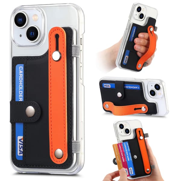 Etui til iPhone 16 Pro Max sort transparent kortholder Macron håndledsstøtte