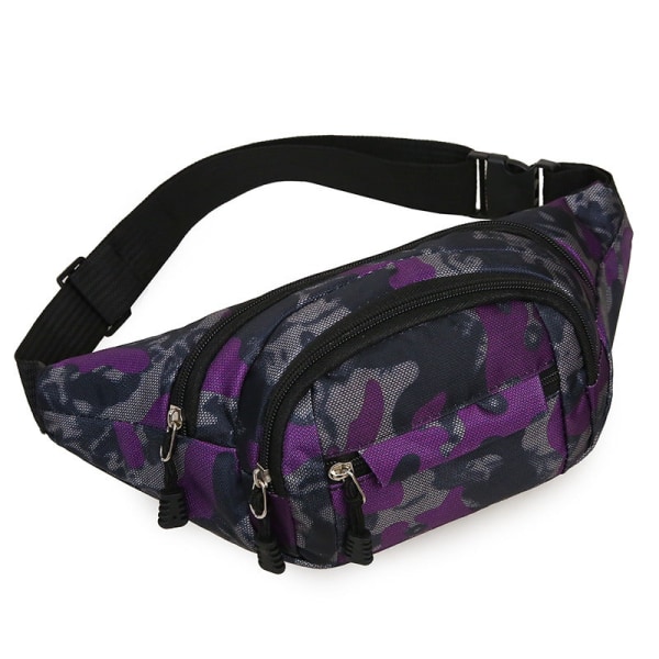 Kvinders vandtæt taljetaske Camouflage Messenger Bag Multifunktionel Change Pung Purple