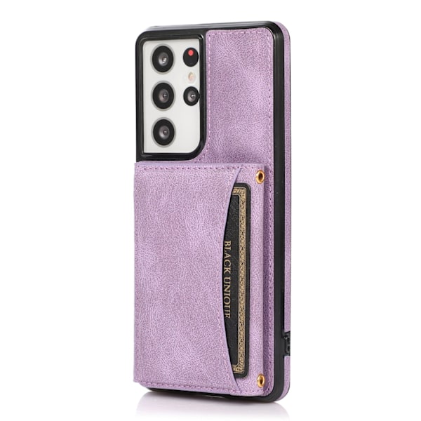 Etui til iPhone 14 Pro lilla, 3-delt multikortlommebok, kortspor, hudfølelse, anti-fall