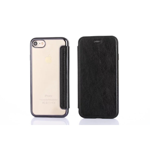 Etui til iPhone 13 Pro sort elektropletteret kortslot lychee korn groove læder voltage