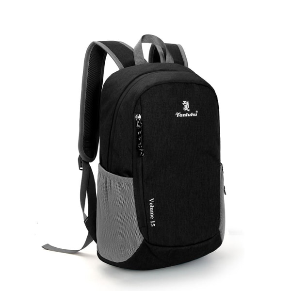 Ryggsekk Reiseveske Vanntett Lett Reiseveske Student Skolesekk Herre og Damer Outdoor Black 15L