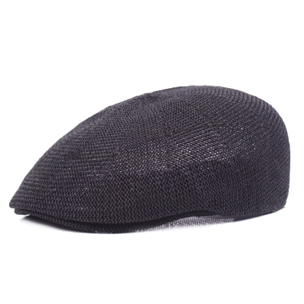 Baskerhatt Mesh Sommarbasker Mesh Peaked Cap Brittisk Casual Solhatt Damtoalettpapper Advance Cap Black breathable (58cm)