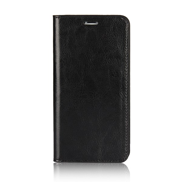 Etui til iPhone 15 Plus sort crazy horse læder