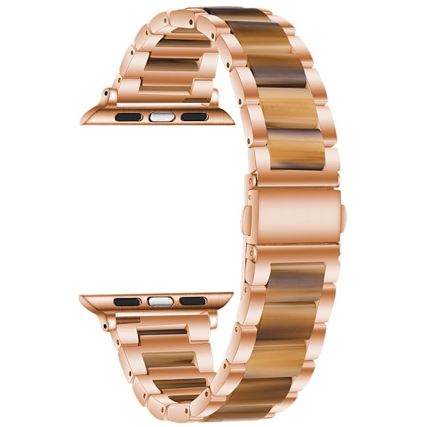 Klockarmband för Apple Watch iWatch 42-44-45MM Roséguld + Kaffe Resin