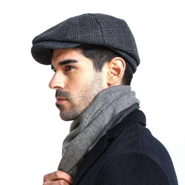 Beret Hat 2022 Autumn Winter Thickened Warm Casual motehette Herringbone coffee L/XL61