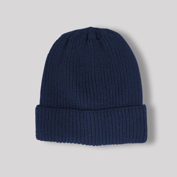 Lämpimät talven neulotut pipohatut korealaiseen tyyliin tyyliin syksyn ja talven muoti Täysin sopiva yksivärinen hattu naisille Unisex Navy blue